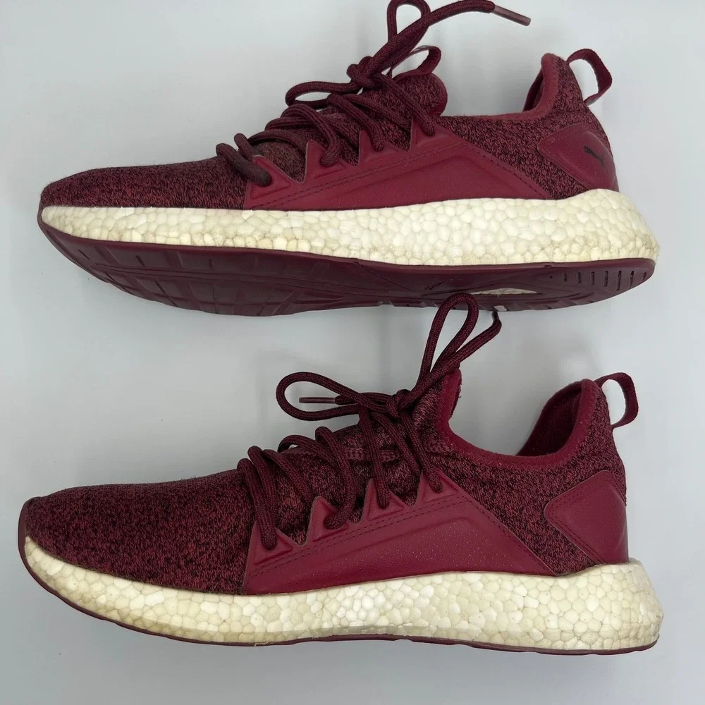 Puma NRGY Neko Knit Sneakers Men's Size 9.5 Burgundy Red Running Soft Foam Shoes